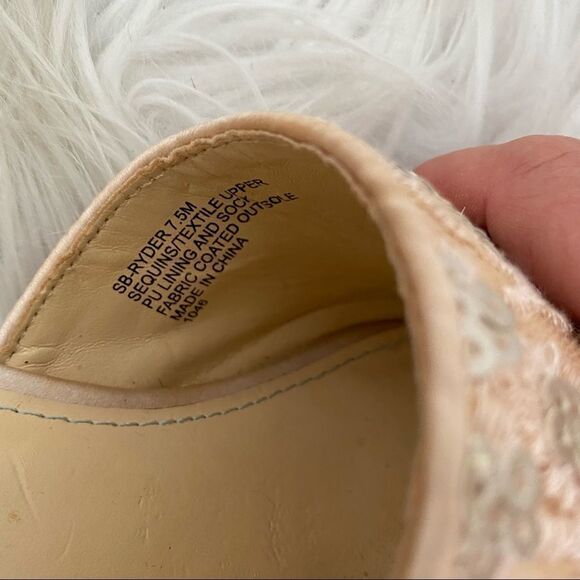 Betsy Johnson SR-Ryder blush sequins embroidered lucite block heel slides 7.5 - Picture 9 of 13